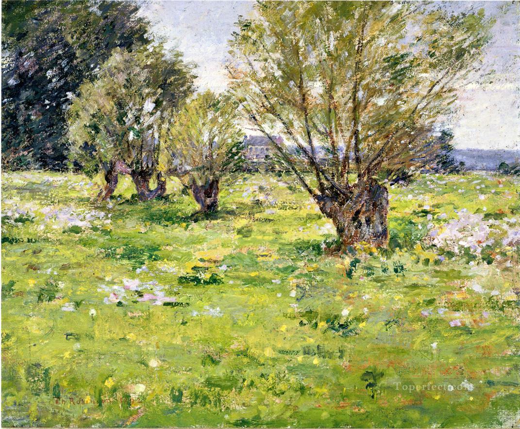 柳と野の花2 セオドア・ロビンソン油絵
